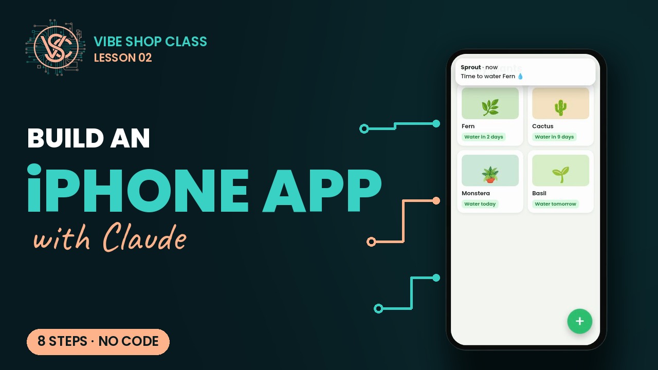 Lesson 2 thumbnail: Build an iPhone app with Claude